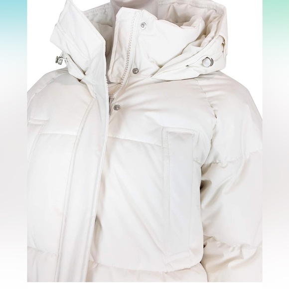 Zara oversized hooded ecru cream neutral puffer jacket Parka pocket size XS NWT - Picture 14 of 16